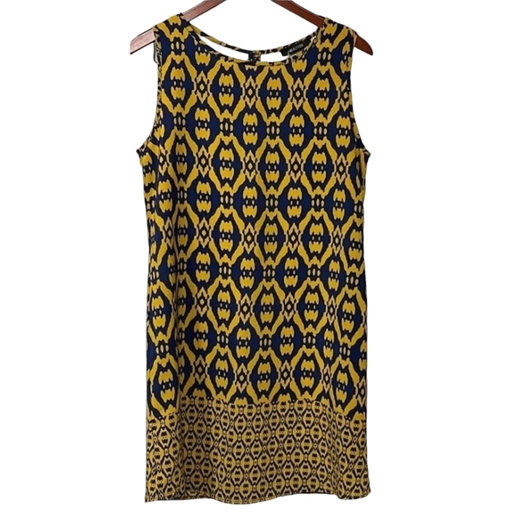 NEW 41Hawthorn Devan Sleeveless Shift Dress, Blue & Gold, Size Medium - Picture 1 of 7